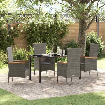 Set da Pranzo per Giardino 5 pz Grigio