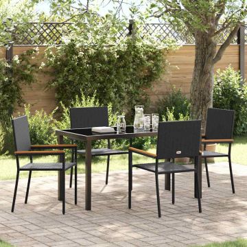 Set da Pranzo per Giardino 5 pz Nero polyrattan