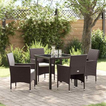 Set da Pranzo per Giardino 5 pz Marrone polyrattan