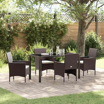 Set da Pranzo per Giardino 5 pz Marrone polyrattan