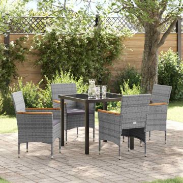 Set da Pranzo per Giardino 5 pz Grigio polyrattan