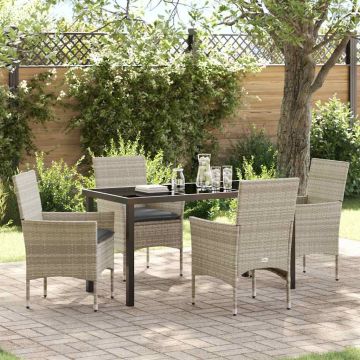 Set da Pranzo per Giardino 5 pz Grigio chiaro polyrattan