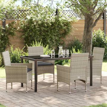 Set da Pranzo per Giardino 5 pz Grigio chiaro polyrattan
