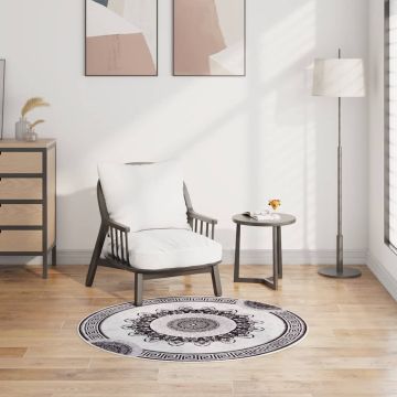Tappeto Lavabile φ120 cm Nero e Grigio Antiscivolo