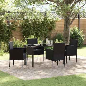 Set da Pranzo per Giardino 5 pz Nero polyrattan