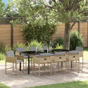 Set da Pranzo per Giardino 9 pz Beige polyrattan
