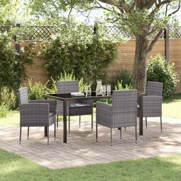 Set da Pranzo per Giardino 5 pz Grigio polyrattan