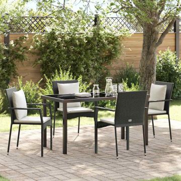 Set da Pranzo per Giardino 5 pz Nero polyrattan