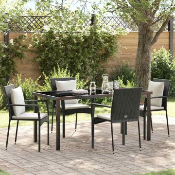 Set da Pranzo per Giardino 5 pz Nero polyrattan