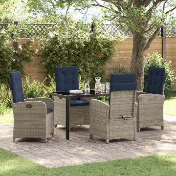 Set da Pranzo per Giardino 5 pz Grigio polyrattan
