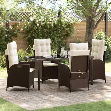 Set da Pranzo per Giardino 5 pz Marrone polyrattan