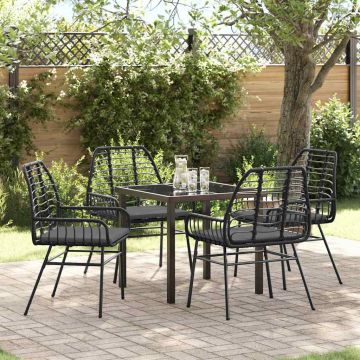Set da Pranzo per Giardino 5 pz Nero polyrattan