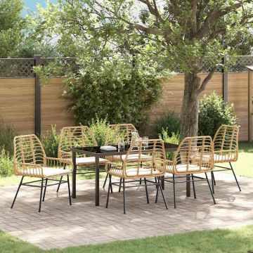 Set da Pranzo per Giardino 7 pz Marrone polyrattan