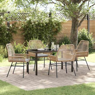 Set da Pranzo per Giardino 5 pz Marrone polyrattan
