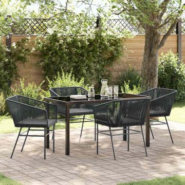 Set da Pranzo per Giardino 5 pz Nero