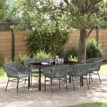 Set da Pranzo per Giardino 7 pz Grigio