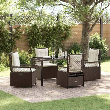Set da Pranzo per Giardino 5 pz Marrone polyrattan