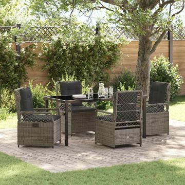 Set da Pranzo per Giardino 5 pz Grigio polyrattan