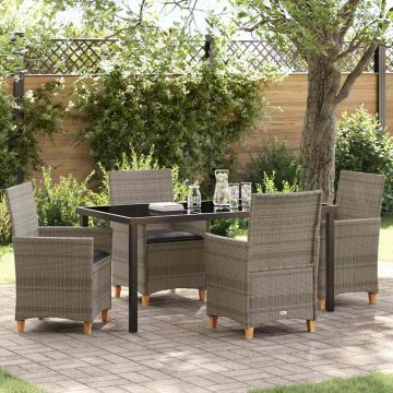 Set da Pranzo per Giardino 5 pz Grigio polyrattan
