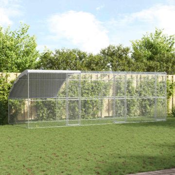 Gabbia per polli con 3 porte 3 pz Argento 600x200x200 cm
