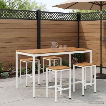 Tavolo Bar da Giardino Naturale e Bianco 196 x 100,5 x 105 cm