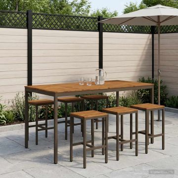 Tavolo Bar da Giardino Naturale e Caffè 196 x 100,5 x 105 cm