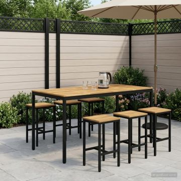 Tavolo Bar da Giardino Bianco e Nero 196 x 100,5 x 105 cm