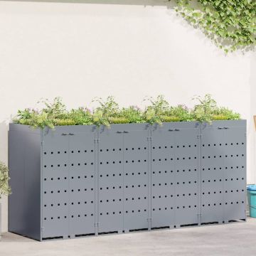 Contenitore per Rifiuti per 4 Bidoni Grigio chiaro
