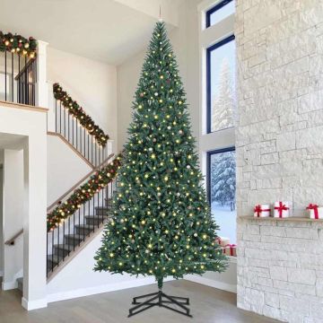 Albero di Natale Artificiale Pre-illuminato con Set di Palline
