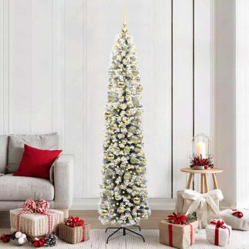 Albero di Natale artificiale Verde e Bianco 210 cm