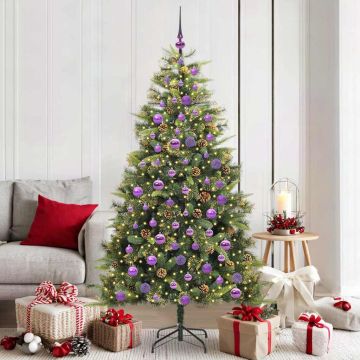 Albero di Natale artificiale pieghevole con coni 300 LED Verde