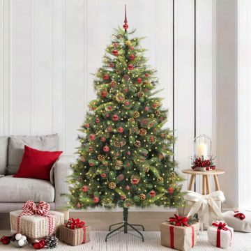 Albero di Natale artificiale pieghevole con coni Verde 210 cm