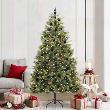 Albero di Natale artificiale pieghevole con coni Verde 210 cm