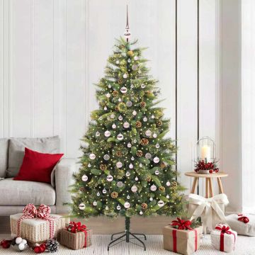 Albero di Natale artificiale pieghevole con coni Verde 210 cm