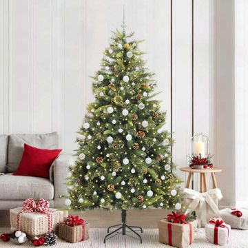 Albero di Natale artificiale pieghevole con coni Verde 210 cm