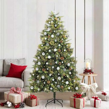 Albero di Natale artificiale pieghevole con coni Verde 210 cm
