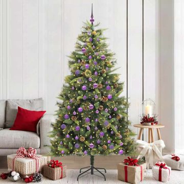 Albero di Natale artificiale pieghevole con coni Verde 210 cm