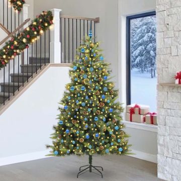 Albero di Natale artificiale pieghevole con coni Verde 240 cm