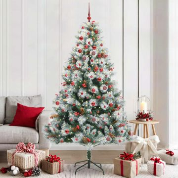 Albero di Natale artificiale Verde e bianco 210 cm