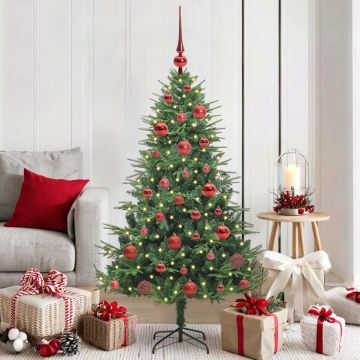 Albero di Natale Artificiale Pre-illuminato con Set di Palline