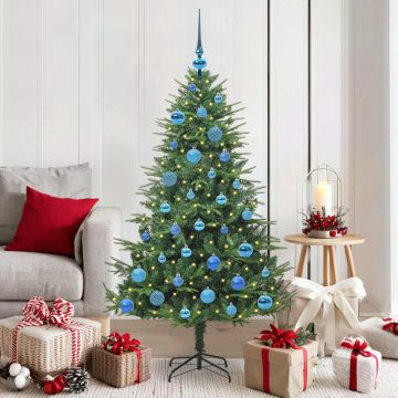 Albero di Natale Artificiale Pre-illuminato con Set di Palline