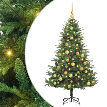 Albero di Natale Artificiale Pre-illuminato con Set di Palline