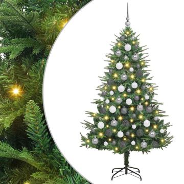 Albero di Natale Artificiale Pre-illuminato con Set di Palline