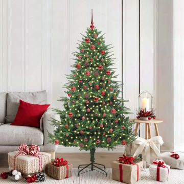 Albero di Natale Artificiale Pre-illuminato con Set di Palline
