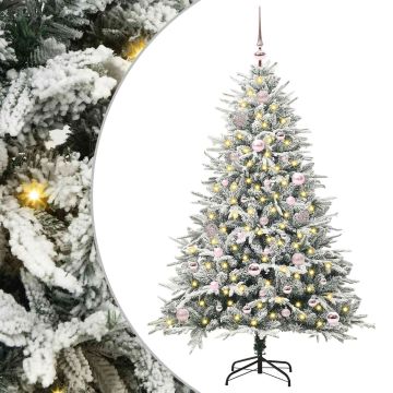Albero di Natale Artificiale Pre-illuminato con Set di Palline