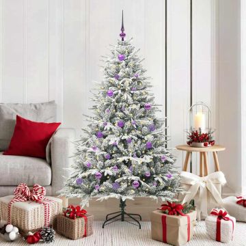 Albero di Natale Artificiale Pre-illuminato con Set di Palline