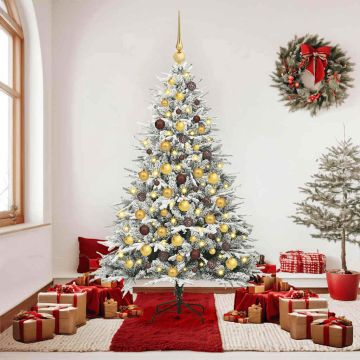 Albero di Natale Artificiale Pre-illuminato con Set di Palline