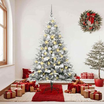 Albero di Natale Artificiale Pre-illuminato con Set di Palline