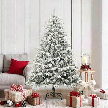 Albero di Natale Artificiale Pre-illuminato con Set di Palline