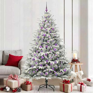 Albero di Natale Artificiale Pre-illuminato con Set di Palline
